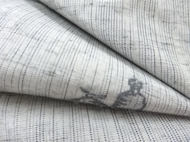  アンティーク　壷模様織り出し手織り紬単衣着物